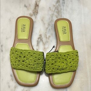 a.n.a Women's Lime Crochet Slide Sandals